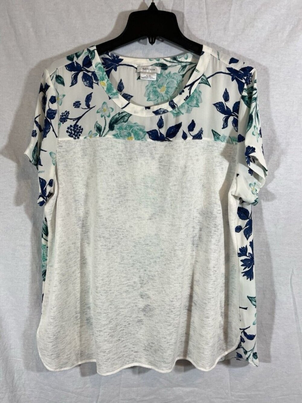 Van Heusen XL White Blue Floral Blouse